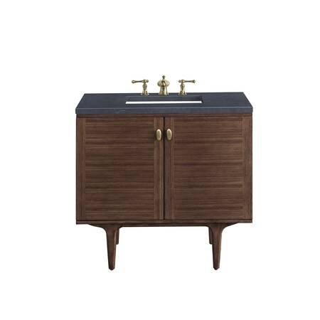 James Martin Vanities Amberly 36in Single Vanity, Mid-Century Walnut w/ 3 CM Charcoal Soapstone Top 670-V36-WLT-3CSP